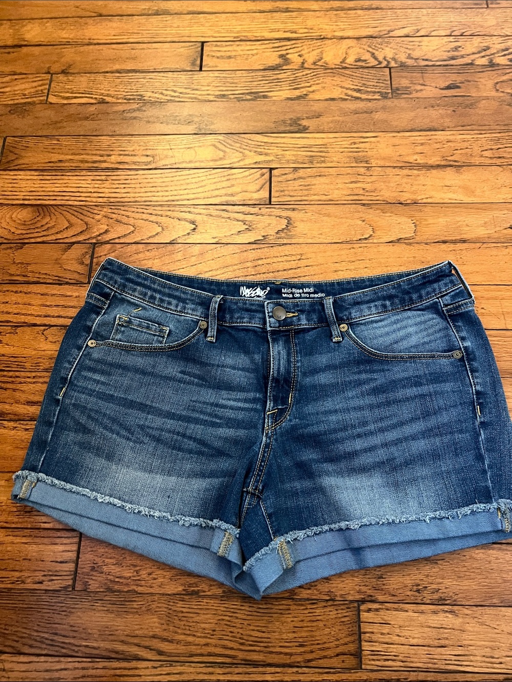 Mossimo Supply Co. Mid-Blue Rolled Hem Denim Shorts